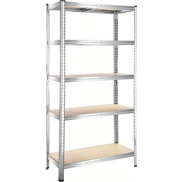 TEMU Heavy-duty 5-tier Adjustable Shelving Unit, Galvanized Steel & Mdf, 180x90x40cm - 330lbs Capacity Per Shelf, Easy No-tool Assembly For Garage & Workshop Organization