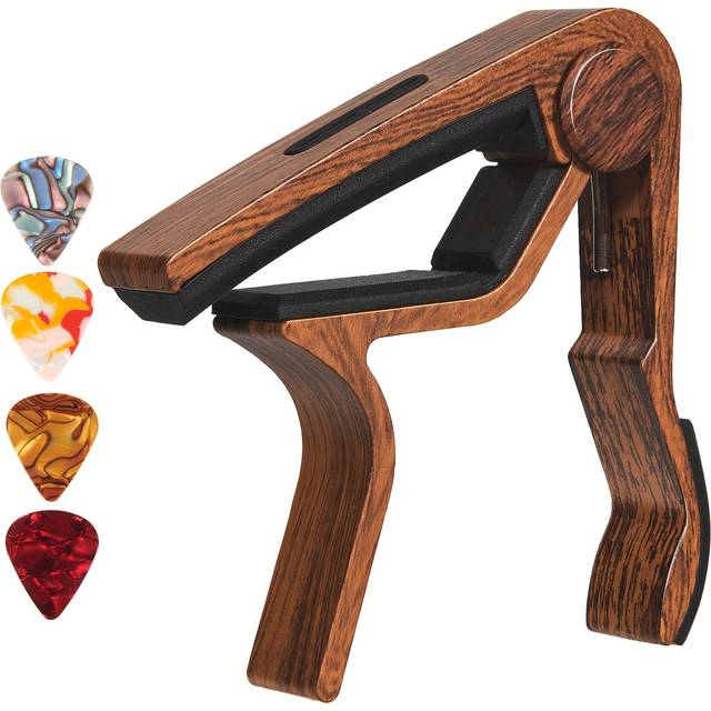TEMU Capo Guitar Capo With Pick Holder For Acoustic And Electric Guitar, Ukelele, Bass, Banjo With Guitar Picks