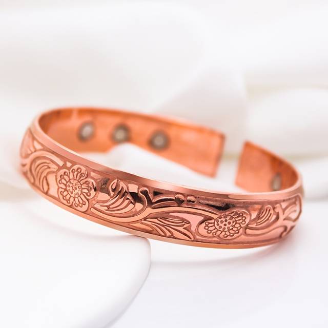 TEMU 1pc Unisex Magnetic Copper Bracelet, Fashion Jewelry Gift With 6 Strong Magnets, Unscented, No Battery Required, Cuff Bracelet