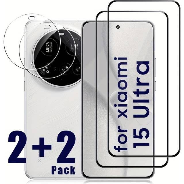 TEMU [2+2 Pack]for Xiaomi 15 Ultra Screen Protector, 3d Curved Tempered Glass Film 2pcs + 2pcs Camera Lens Protector, Xiaomi 15 Ultra 9h Tempered Glass Screen Protector