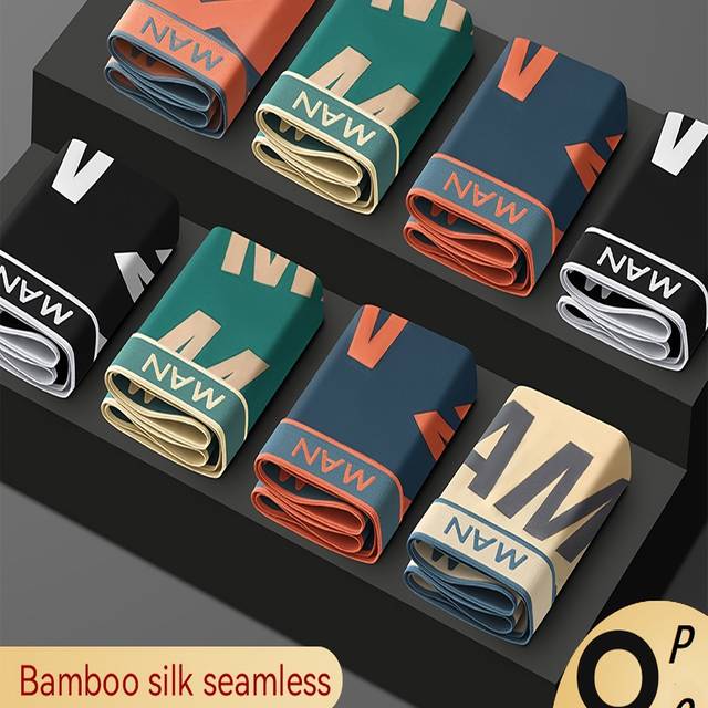 TEMU 8pcs Ice Silky Luxury Men's High-end Printed Briefs - Soft Polyester Blend, Medium Stretch, Machine Washable, Casual Underwear For Men