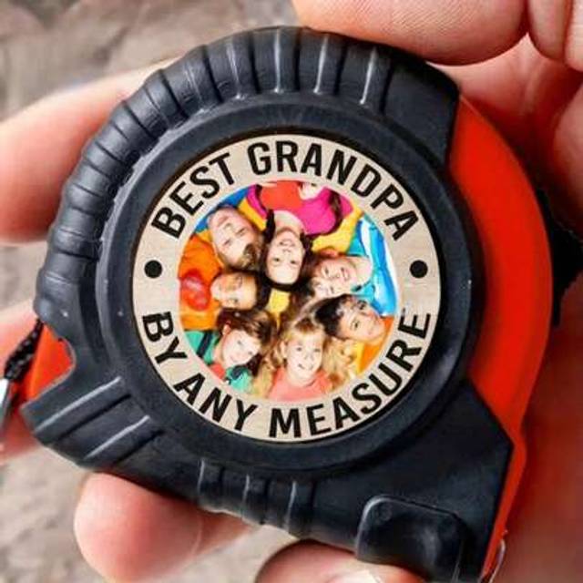SHEIN 1pc Personalized Tape Measure Steel Ruler Measuring Tool, Customized Photo Print Ruler Gift For Dad, Digital Display, 0.1mm Precision - Unique Father&#39;