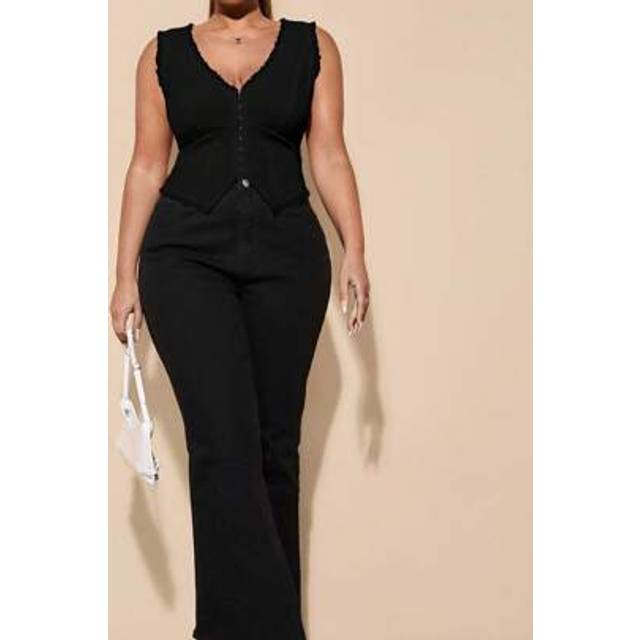 Plus Size Dam Vår/Sommar Vit Spets Patchwork Ärmlösa Virkade Cami Toppar, Lämplig För Alla Hjärtans Dag, Datum, Examen Säsong, Arbete, Fest - Svart (0XL,1XL,2XL,3XL,4XL,5XL)