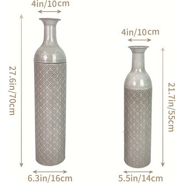 TEMU Tall Floor Metal Glazed Vase For Flowers Extra Oversized Vase For Living Room Set Of 2