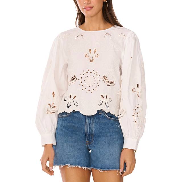 Vince Camuto Embroidered Balloon Sleeve Blouse