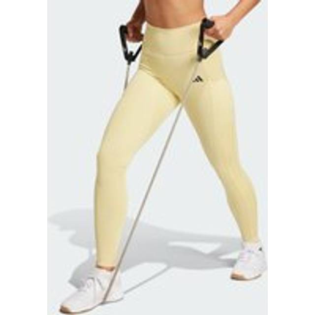 adidas Womens Training Optime 3 Stripe 1/1 Tights - Powder Yellow, Powder Yellow, Size M, Women