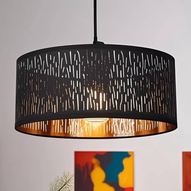TEMU Lamp Shade - Modern Black Lampshades For Ceiling Lights With Golden Inner, Lamp Shades For Table Lamps And Floor Lamps, Pendant Light Shade For Bedroom, Living Room, Hallway And Kitchen