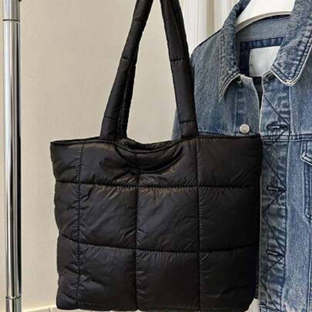 SHEIN Embroidery Custom Fashion Sense Diamond Grid Large Capacity Solid Color Down Casual Embroidery Thread Western-Style Shoulder Handbag Anniversary Gift,