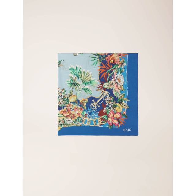 Carré 90x90cm En Imprimé Coton - Imprime Floral Multicouleur - Maje -  Matière principale: 100% coton - Prêt-à-porter > Hauts > Châles & Ponchos