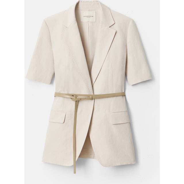 Belted Wrap-Front Blazer - PEARL - 4