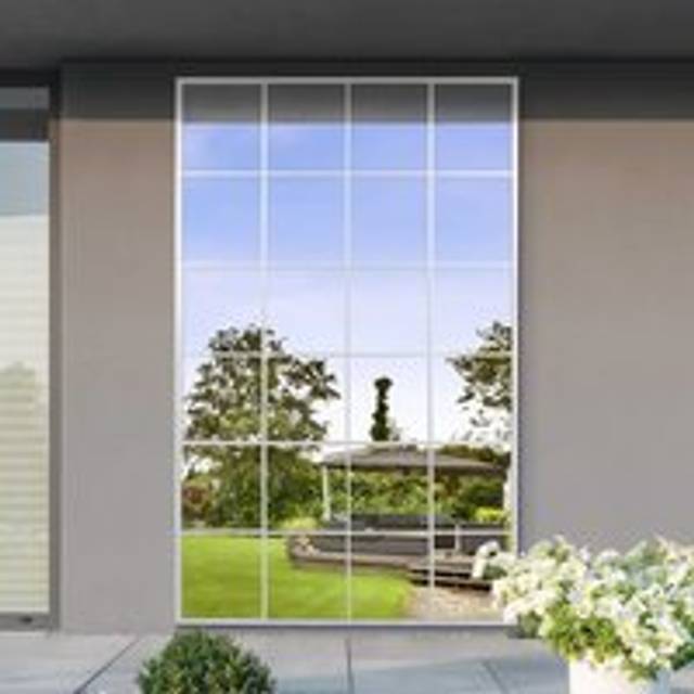 Fenestra Modern Rectangle Window Indoor Outdoor Full Length Wall Mirror - White