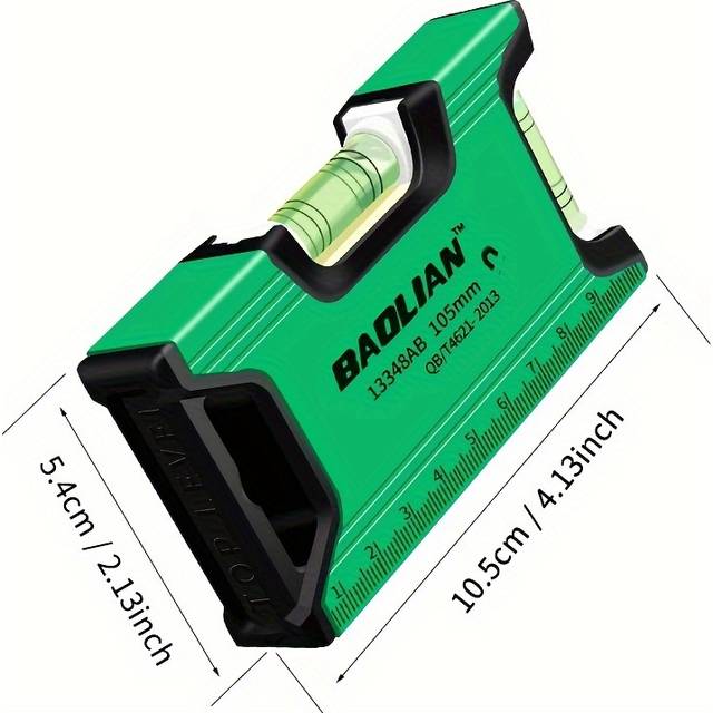 TEMU Mini Magnetic Level, Metal Green Pocket Sized Level Tool, Aluminum Alloy Ruler With Strong Magnet, No Battery Required, Accurate To 0.01 -
