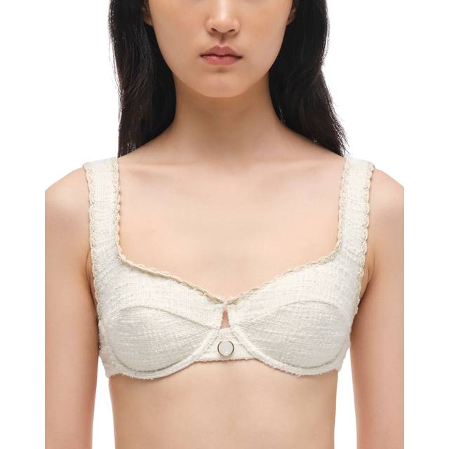 SIMKHAI Klara Balconette Bikini Top in Ivory - Ivory. Size L (also in M, S, XS). (L)