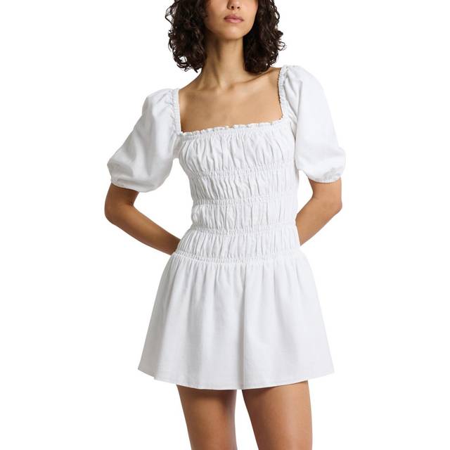 Onia Air Smocked Linen-Blend Mini Dress