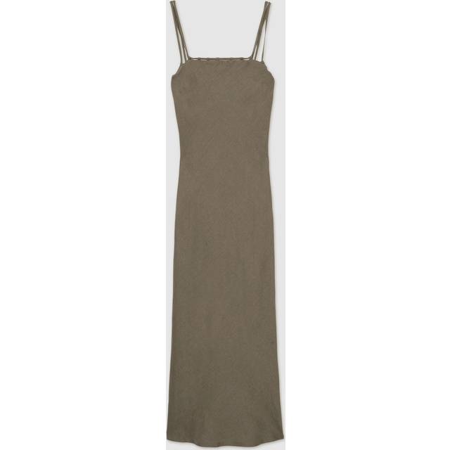 Reiss Roxanne Strappy Pure Linen Maxi Dress, Khaki