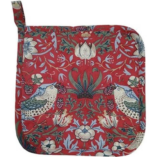 William morris strawberry thief red quilted pot holder