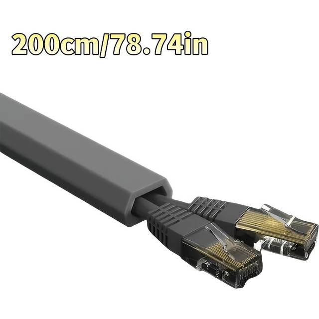 TEMU 1pc Self-adhesive Pvc Cable Management Tube, Invisible Floor Wire Cover For Desk, Wall & Floor Installation, Home Decor Cable Concealment Channel