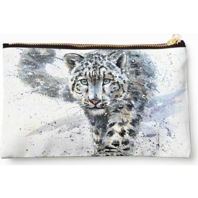 Makeup Bag Snow leopard watercolor Cosmetic Organizer Tyvek Paper Bags Zipper Pouch