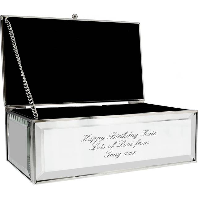 Personalised Memento Personalised Any Message Mirrored Jewellery Box - Silver - 1.6 x 0.6 x 0.9cm