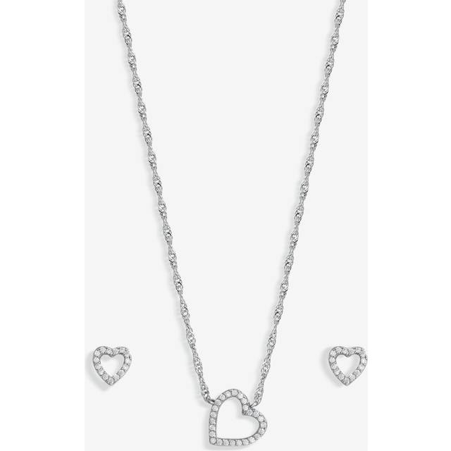 Jon Richard Jon Richard Rhodium Plated Cubic Zirconia Open Heart Set - Gift Boxed