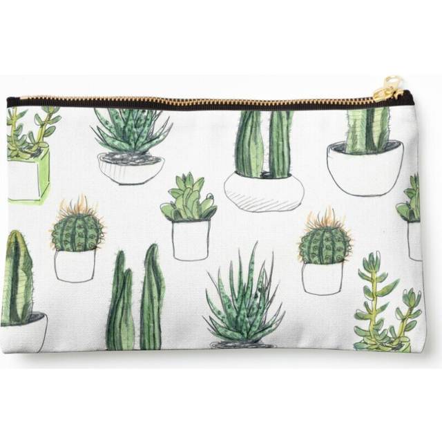 Makeup Bag Watercolour cacti succulents Cosmetic Organizer Tyvek Paper Bags Zipper Pouch