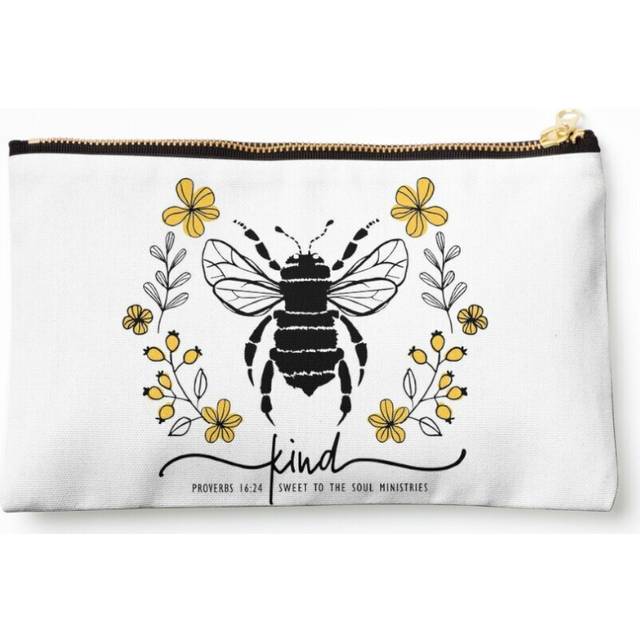 Makeup Bag Bee Kind P1624 Cosmetic Organizer Tyvek Paper Bags Zipper Pouch