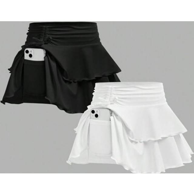 Tween Girls 2st Set Integrerade Casual Leggings & Kjol, Svart & Vit - Svart och Vitt (8Y,9Y,10Y,11Y,12Y)