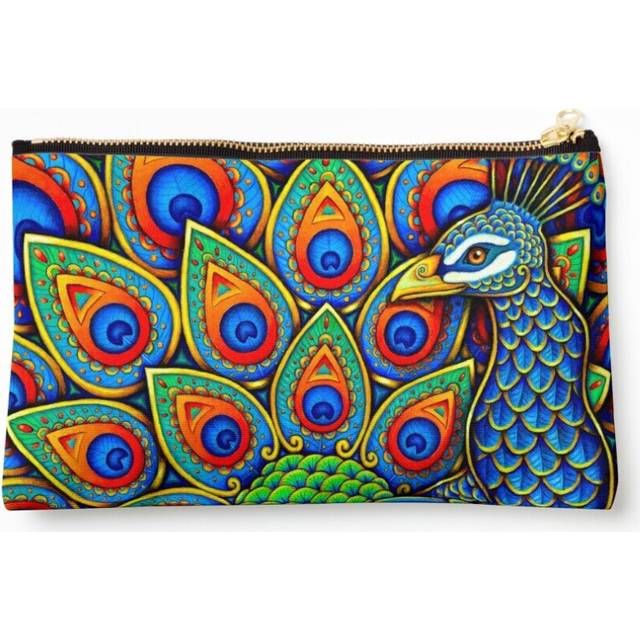 Makeup Bag Colorful Paisley Peacock Rainbow Bird Cosmetic Organizer Tyvek Paper Bags Zipper Pouch