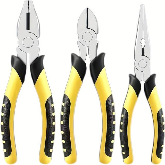TEMU Pliers Set 3 Piece – Hand Tools For Cutting, Bending, Gripping – Durable Steel For Home, Workshop, Auto Repairs – Versatile Pliers Kit