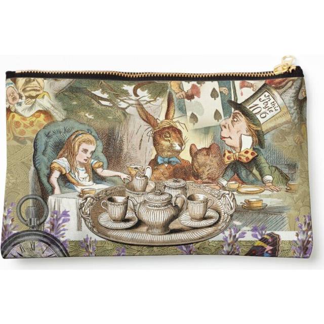Makeup Bag Alice in Wonderland Tea Party  Cosmetic Organizer Tyvek Paper Bags Zipper Pouch