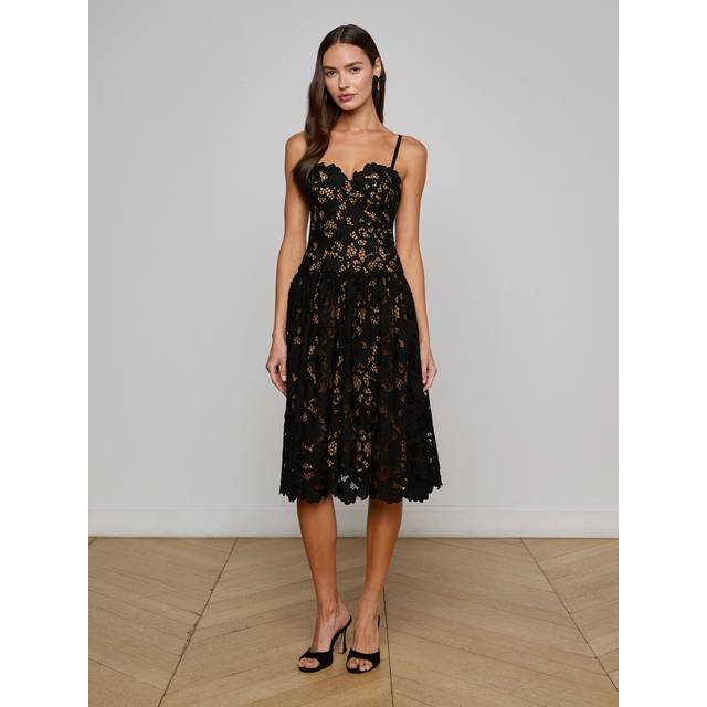 Flyn Wire-Cup Midi Dress - BLACK - 4
