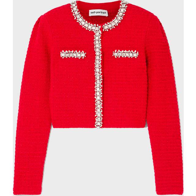 SELF PORTRAIT | Red lurex knit embellished cardigan | Women | M - red (M)