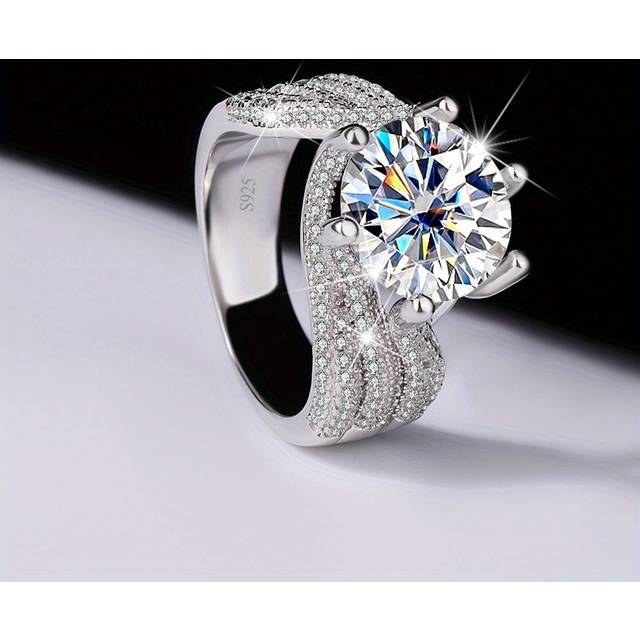 TEMU 925 Silver 5 Carat Moissanite Ring Moissanite Anniversary Birthday Wedding Engagement Gift