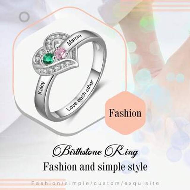 SHEIN S925 Sterling Silver BornStone Ring Custom Name Women&#39;s Birthday Stone Jewelry Gift/Anniversary Gift/Holiday Gift/Mother&#39;s Day Gift/Wedding Ring