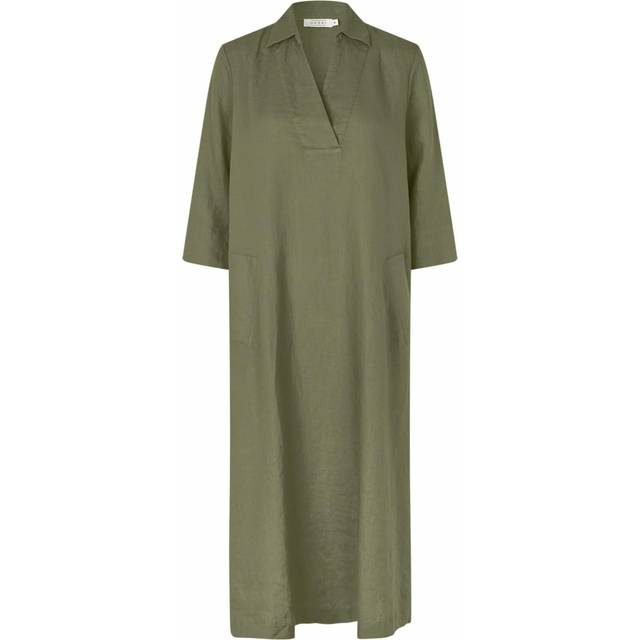 Masai, Klänning, Dam, XL, Linne, Grön Linneklänning Manikeeta Stil - green (XL)