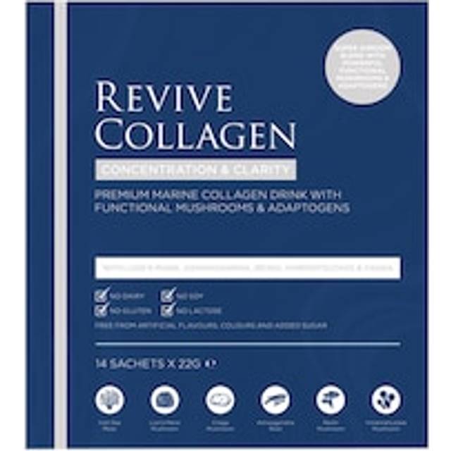 Revive Collagen Concentration & Clarity Functional Mushroom & Adaptogen Blend with 6,000mg of Type 1 Hydrolysed Marine Collagen 14 x 22g Sachets.