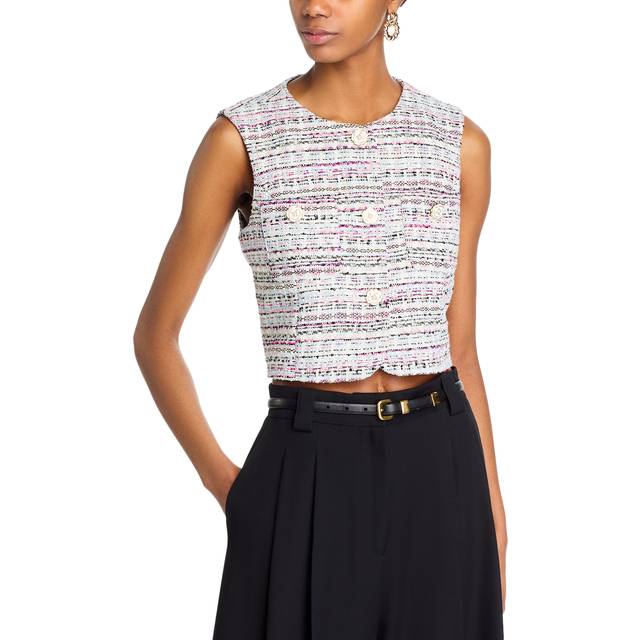 Auden Cropped Tweed Vest - VIBRANT PLUM MU - 2