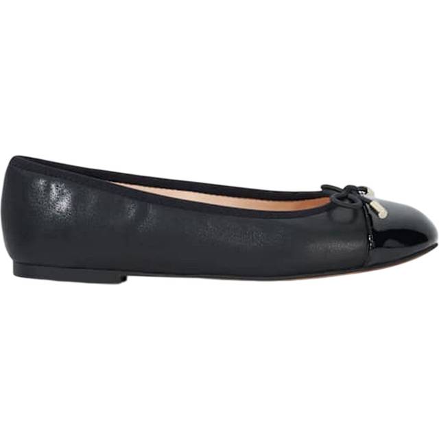 Dune London Highest Wide Fit Leather Ballerina Pumps, Black