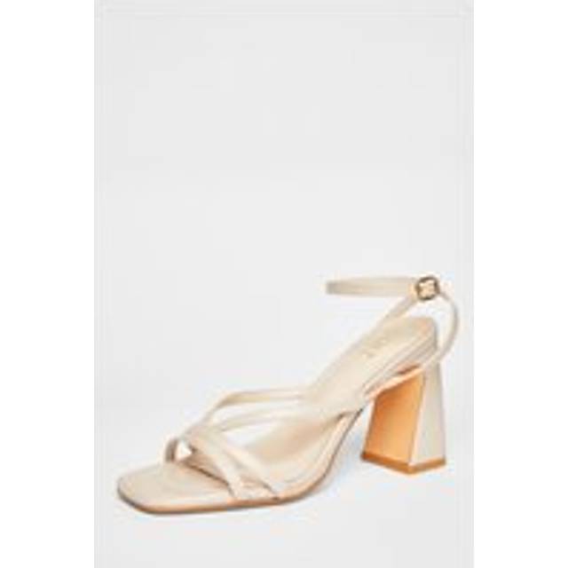 Nude Strappy High Block Heels - 4