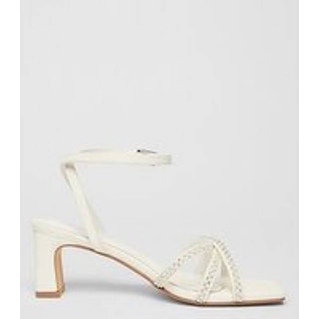 Womens White Bridal Embellished Block Heels - 3