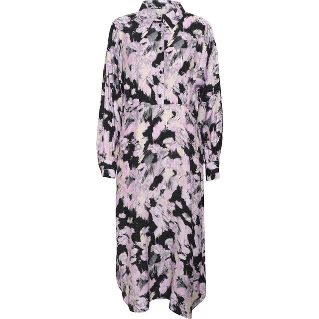 Kaffe Kavictoria Shirt Dress Dam Midiklänningar Stl. 34 - Från Magasin - Black/blue Graphic Strokes (34)