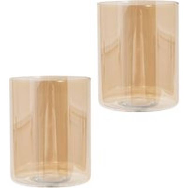 Pair of amber tinted glass shades with rectangular shape for e14 and e27 bulb...