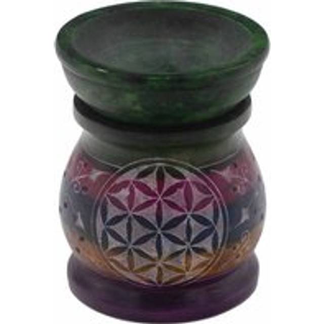 Soapstone Oil Burner 10cm - Flower Of Life - Five Colours