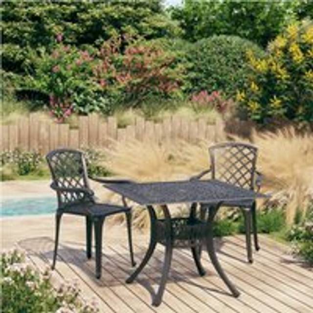 3 Piece Bistro Set Cast Aluminium Black - One Size