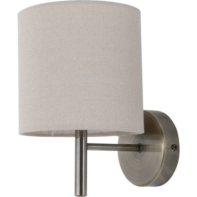 Brea - Antique Brass Wall Light with Natural Linen Shade