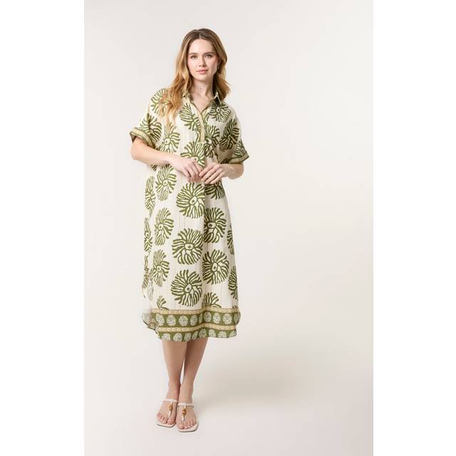 Blue Vanilla Khaki Collar Midi Tunic - one size
