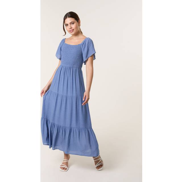 Blue Vanilla Denim Flutter Sleeve Maxi Dress - s/m