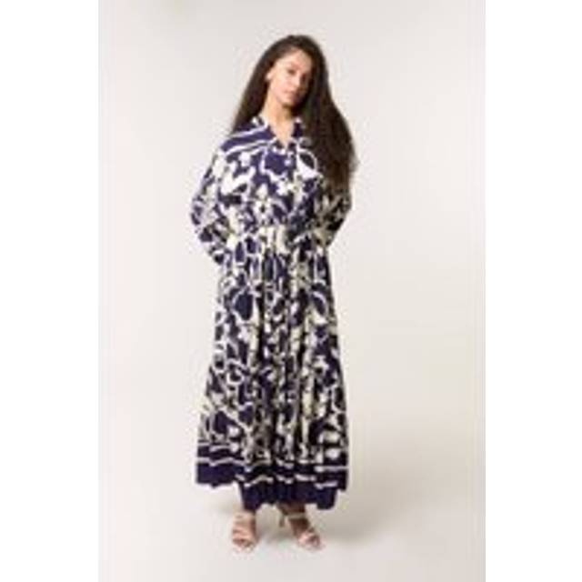 Blue Vanilla Navy Abstract Floral Print Maxi Dress - one size