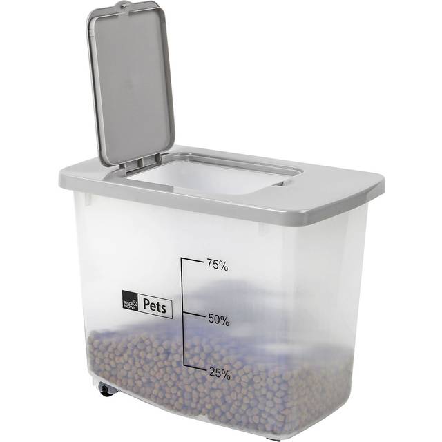 TEMU & Brown 30l/13kg Airtight Pet Food Storage Container With Wheels Transparent Plastic Birds Pet Animal Dry Food Seed Dispenser Bin