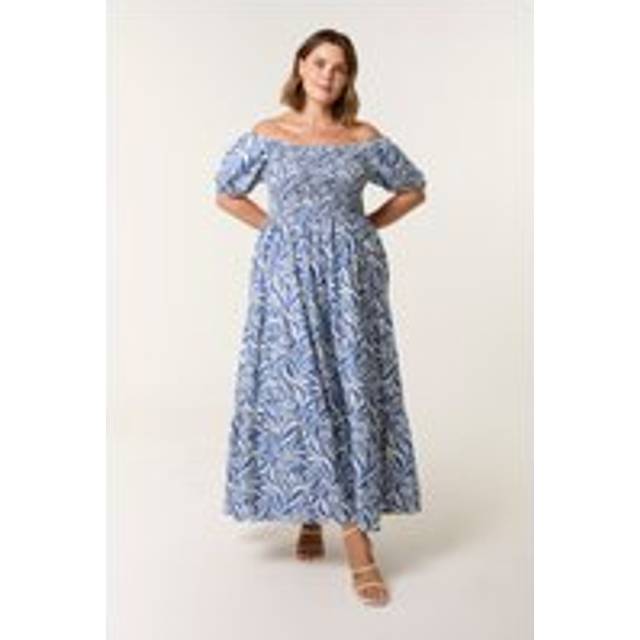 Blue Vanilla Blue Curve Elasticated Off The Shoulder Maxi Dress - 22-24
